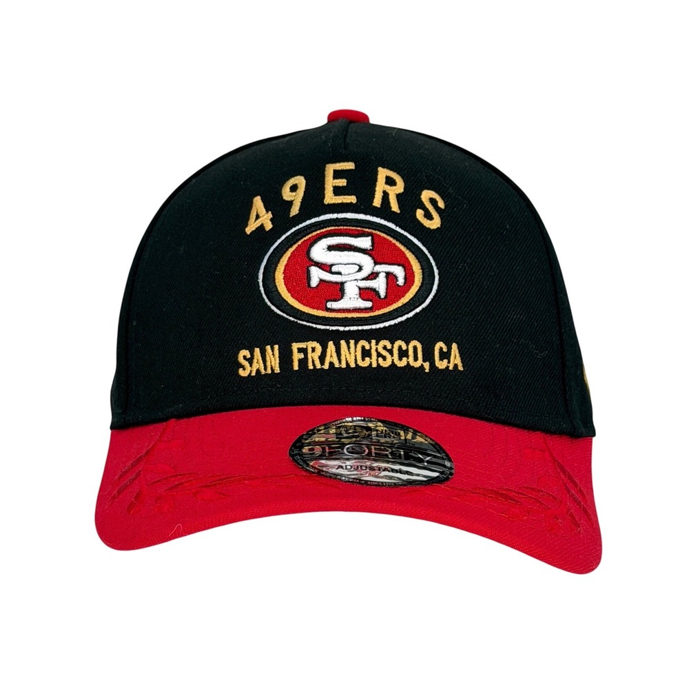 New Era 9FORTY San Francisco 49ers Snapback Hat Black Red Laurel Leaf NFL Cap